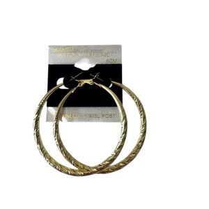Isabella Gold Textured Hoop Earrings‎